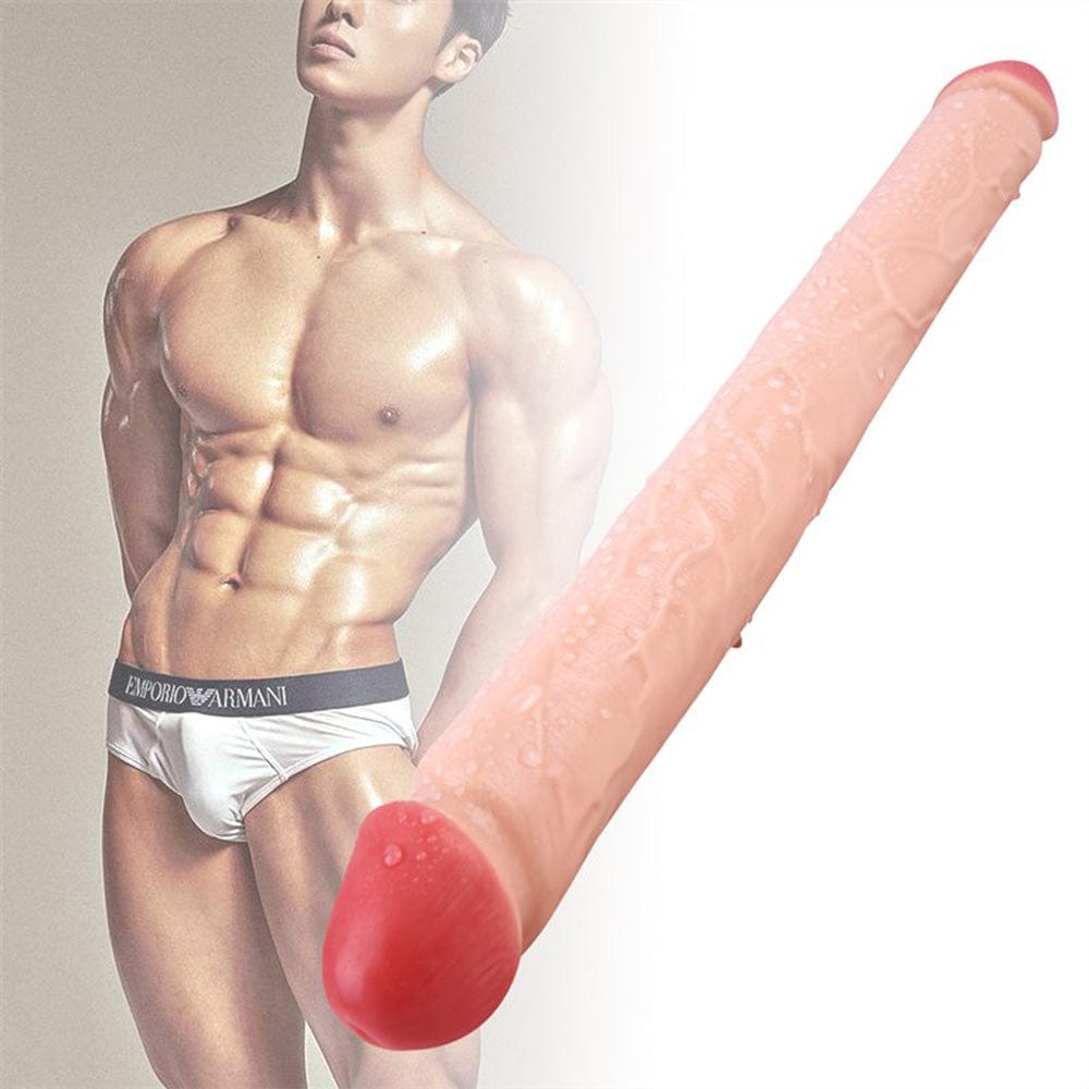Double-ended silicone anal dildo showing both size options