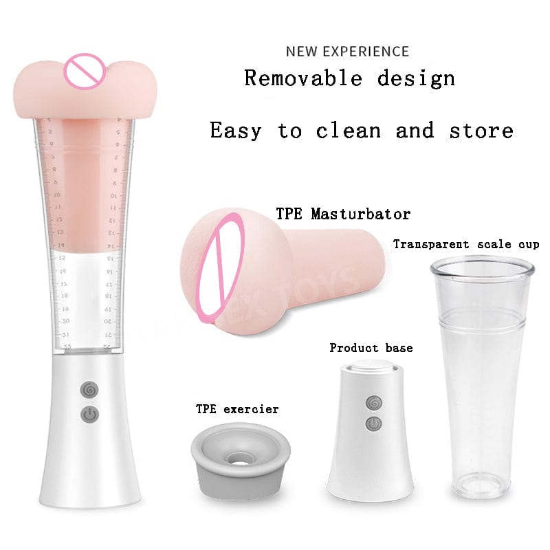 Vacuum suction penis extender with multiple intensity settings displayed