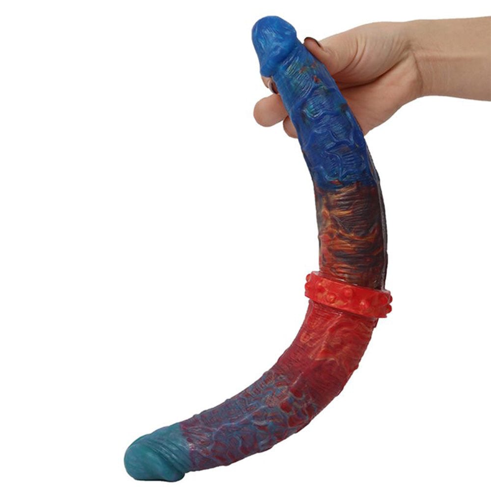 13.78‘’ Colorful Double-Ended Liquid Silicone Anal Plug Dildo-IntimiLife