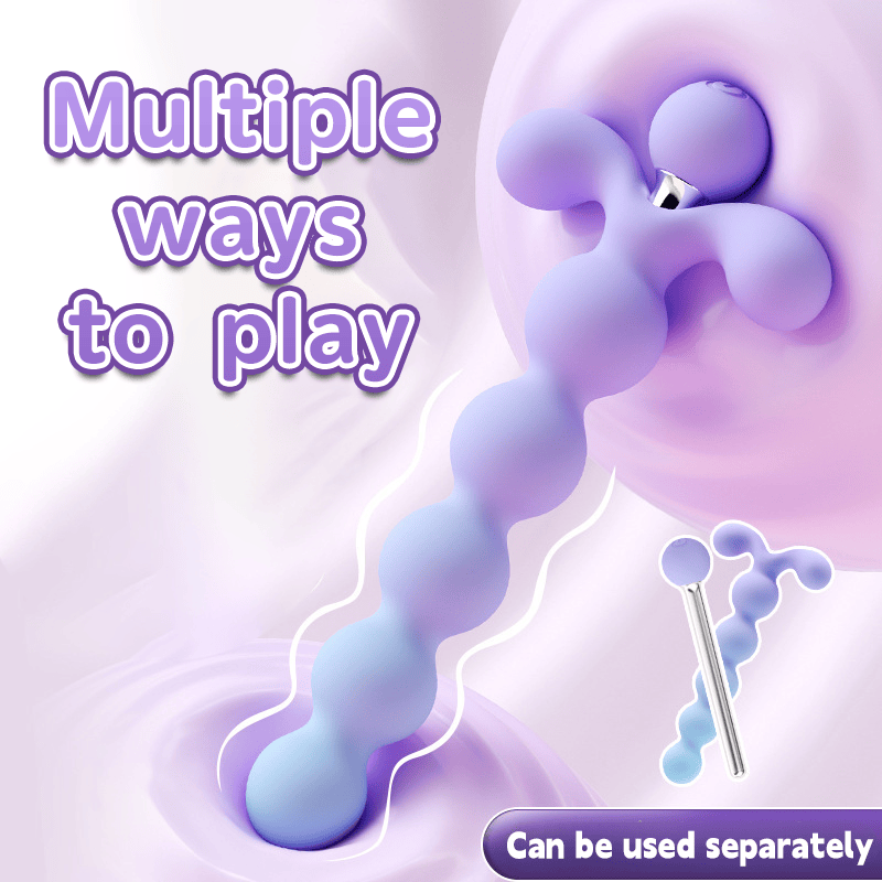 Mini vibrator separated from beaded sleeve for individual use