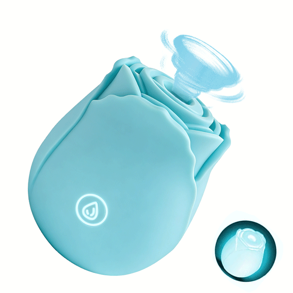Blue Luminous Rose Suction Toy – LunaGlow Rose Suction Massager in Blue for Luminous Relaxation front product view