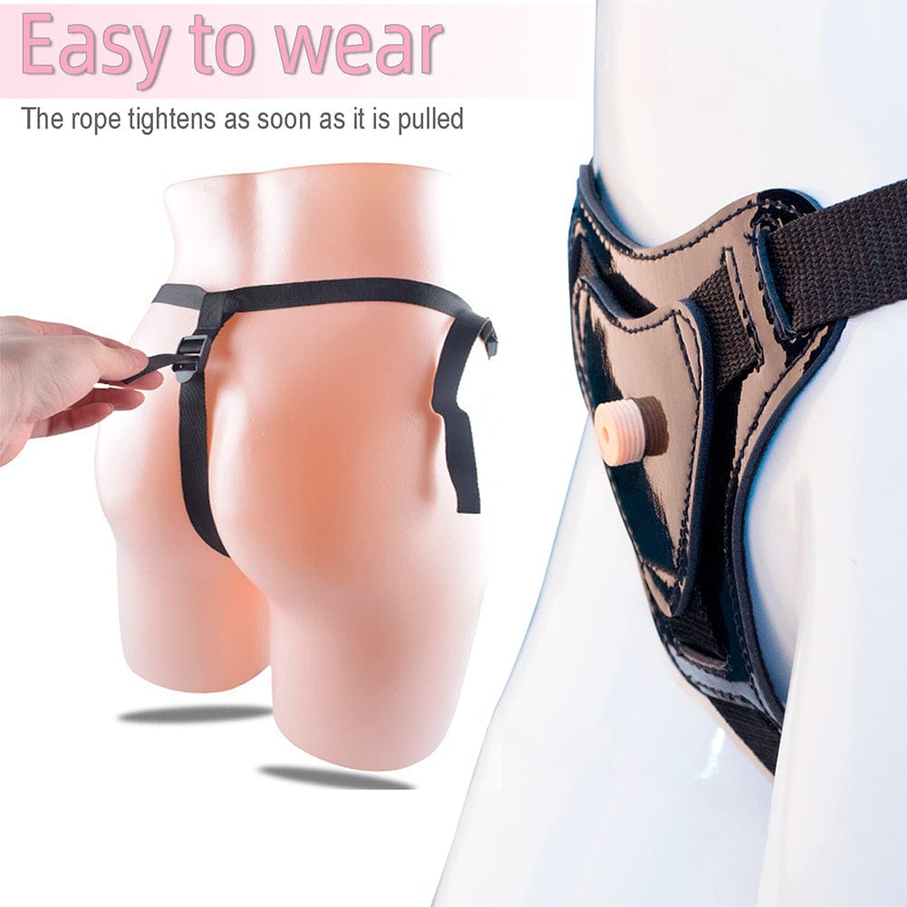 Couples using wireless remote control strap-on vibrator during intimate moment