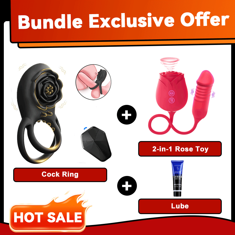 Rose Clit Massager & Vibe Ring Pleasure Toy For Couples