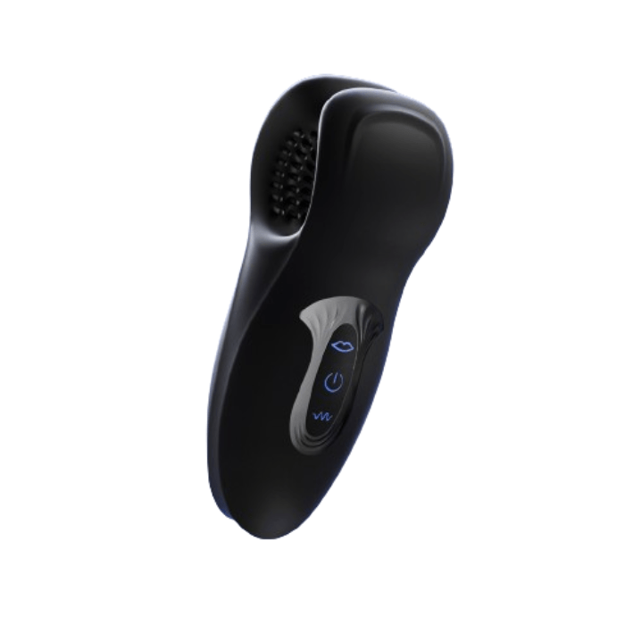 Penis vibrator showing 10-frequency vibration settings and ergonomic design