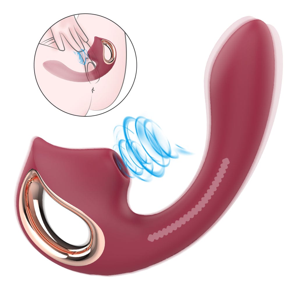 Dual-action vibrator showing suction and vibration functions