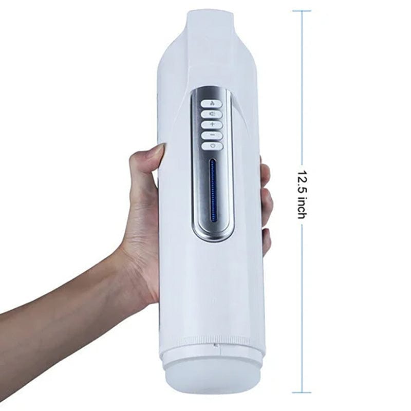 Ergonomic design of automatic male toy showing comfortable grip and size