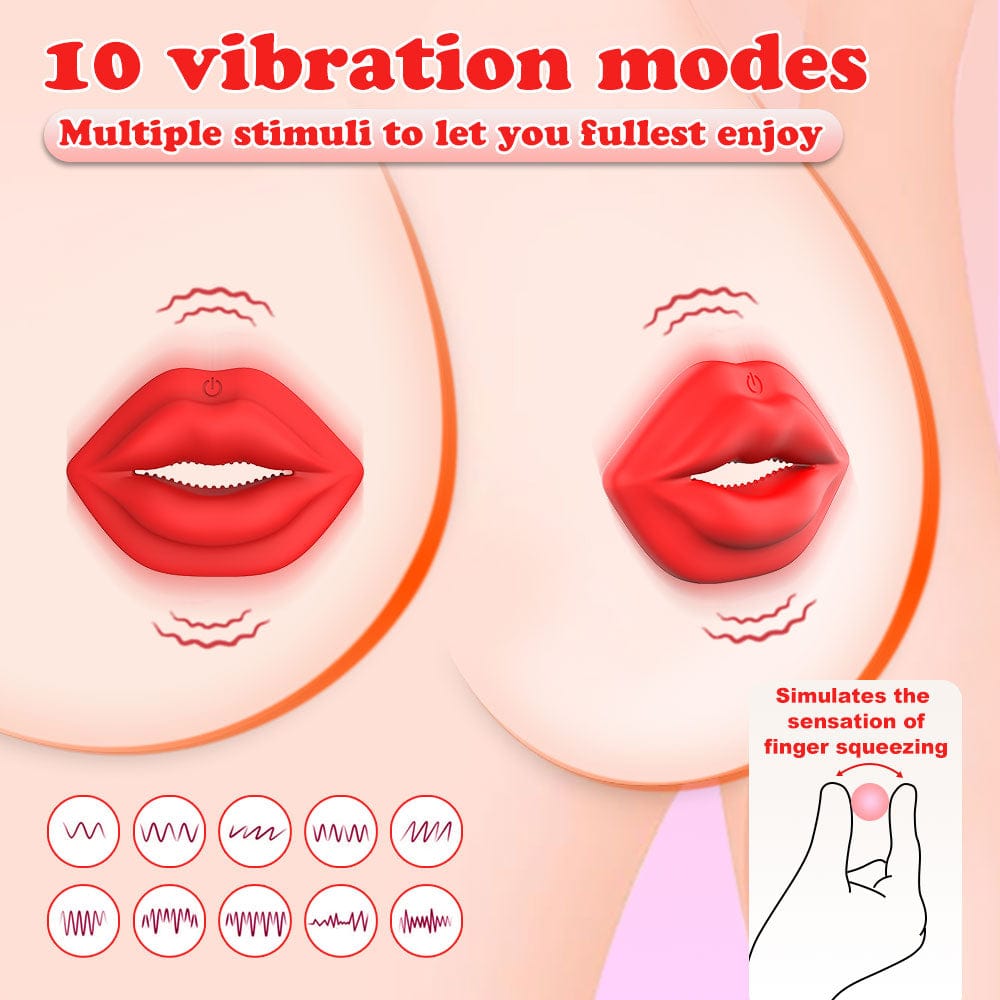 MizzZee Wireless Red Lip Nipple Clamp vibrator With Remote Control Control-IntimiLife