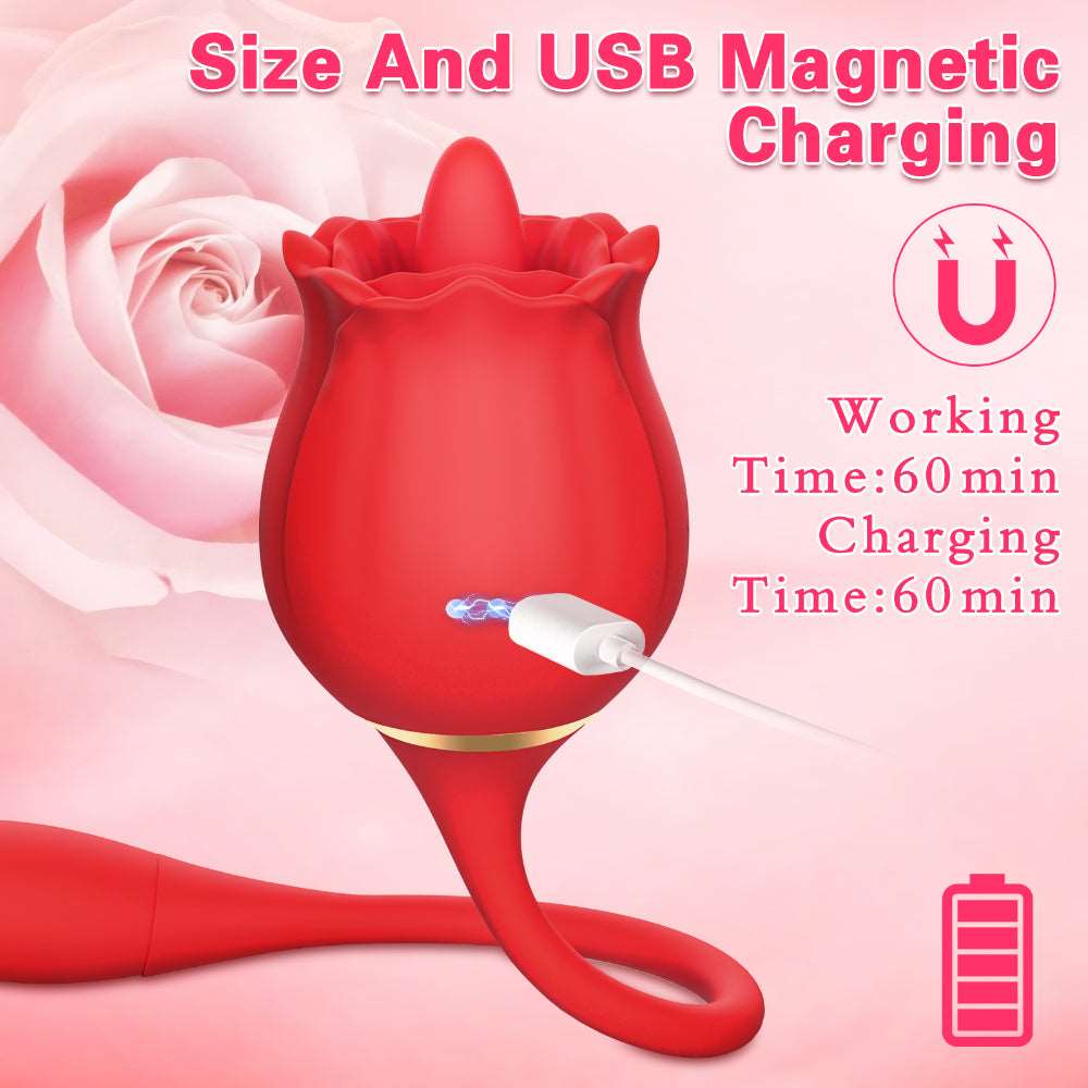 Close-up of waterproof rose toy with smooth silicone surface texture