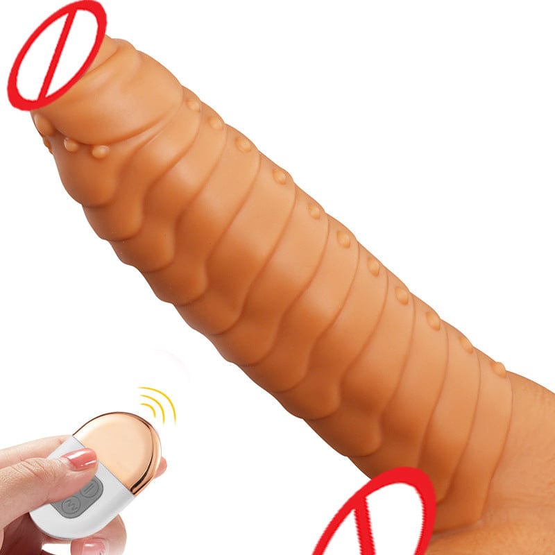 Telescopic dildo vibrator showing realistic texture and 6.3 inch size