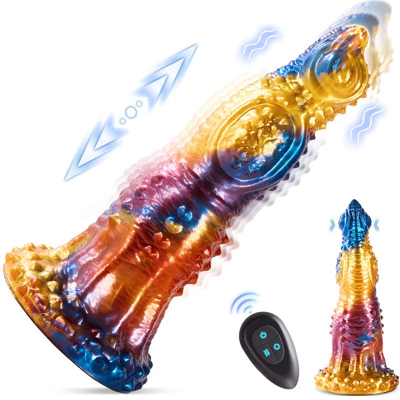7‘’ Colorful Golden Phoenix Electric Telescopic Vibrating Dildo With Remote Control-IntimiLife