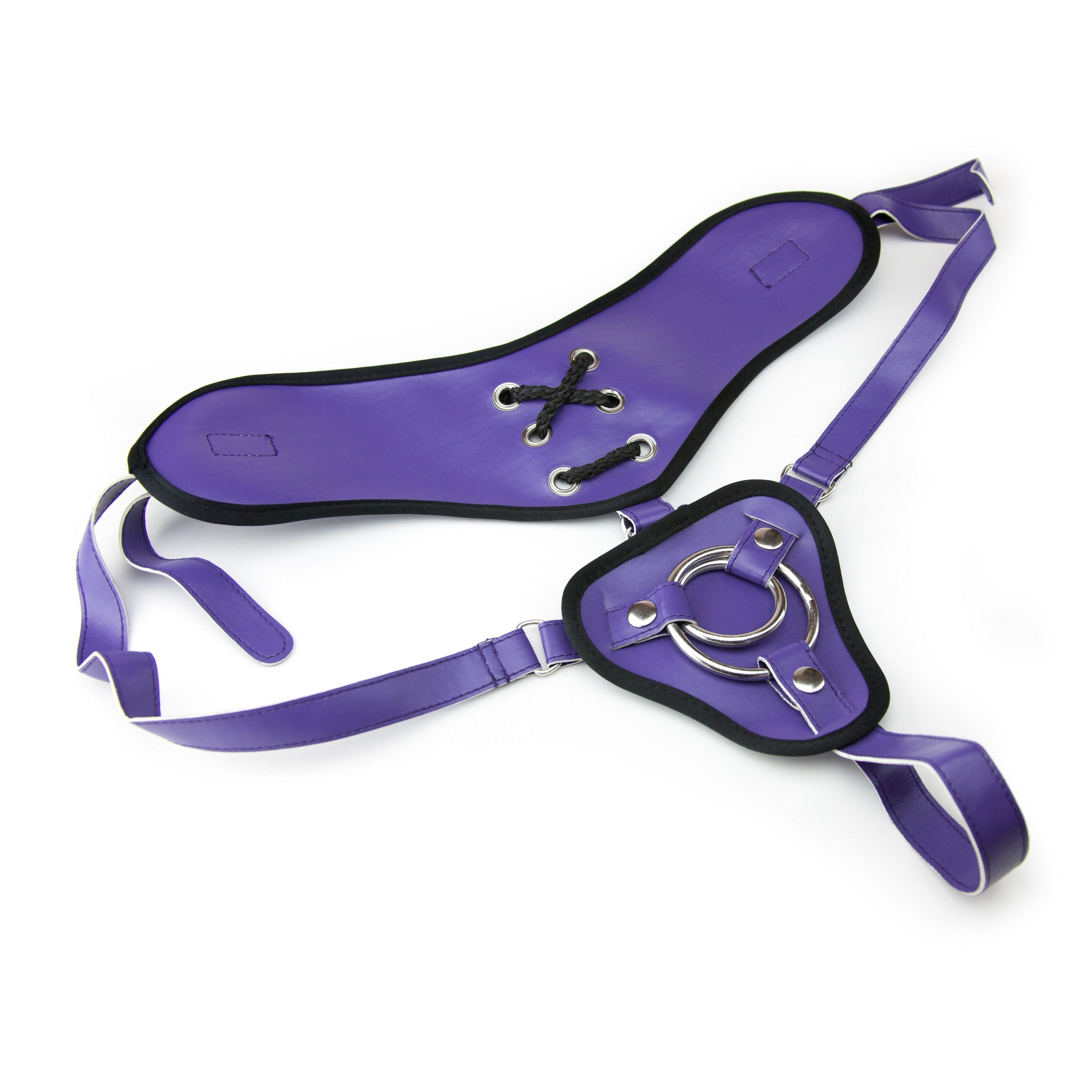 Wide Back Vegan Harness and 6 3/4" Silicone Dildo Set Strap On Harness product image 3