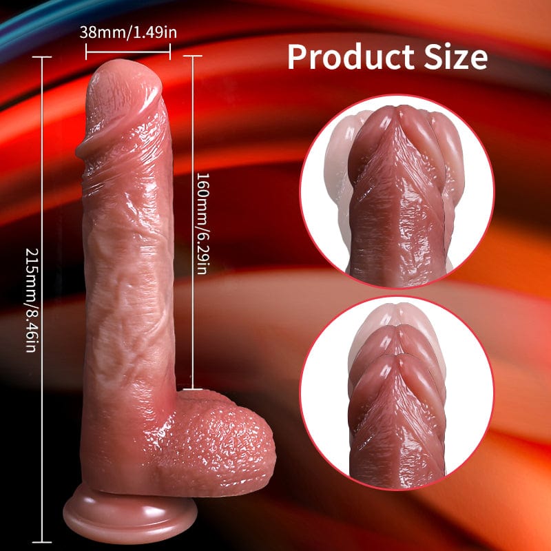 Telescopic penis device with remote control on white background