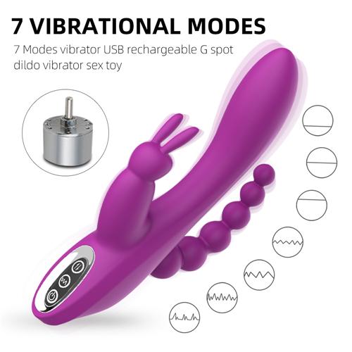 intimilife - Clitoris Stimulation Vibrator 3-in-1 G-Spot Rabbit Anal Dildo Vibrator-IntimiLife
