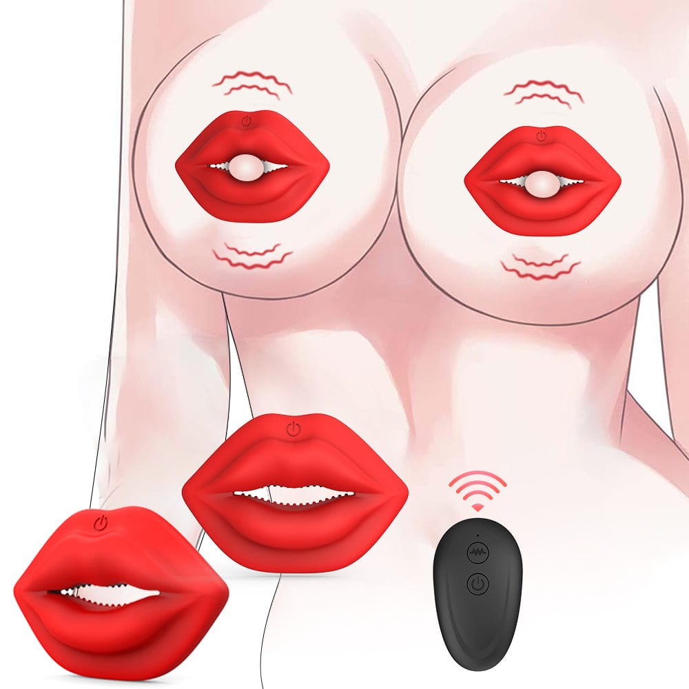 MizzZee Wireless Red Lip Nipple Clamp vibrator With Remote Control Control-IntimiLife