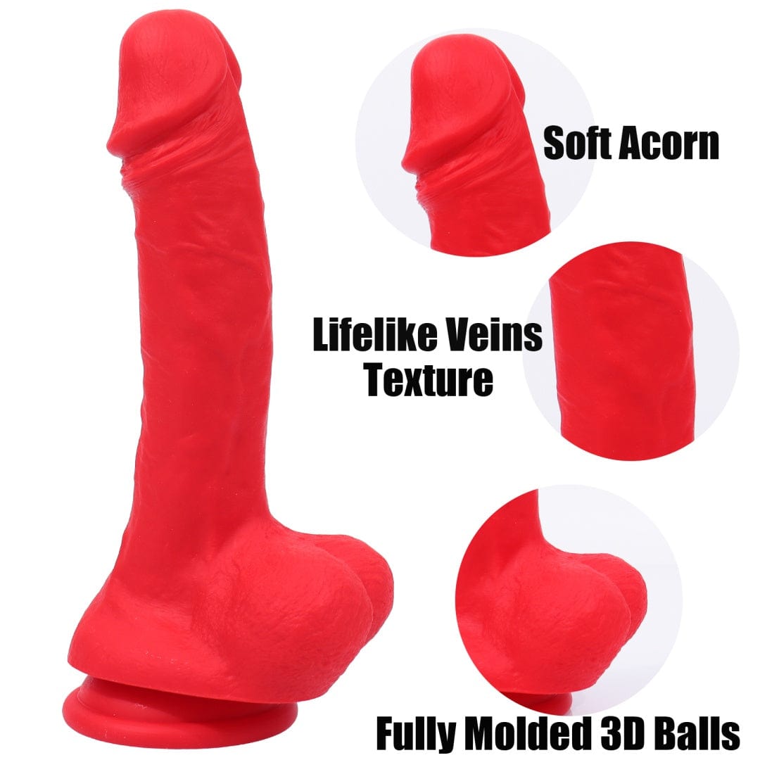 Vibrant multi-color dildo displayed against neutral background