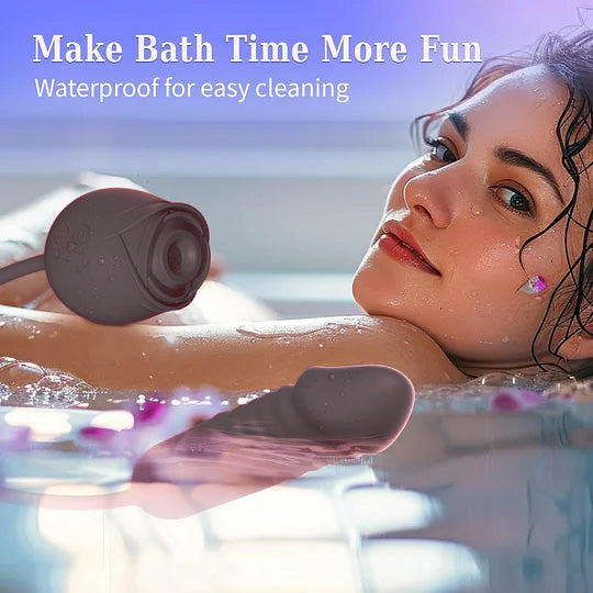 Black Rose Dual Massager - Suction & Internal Vibe