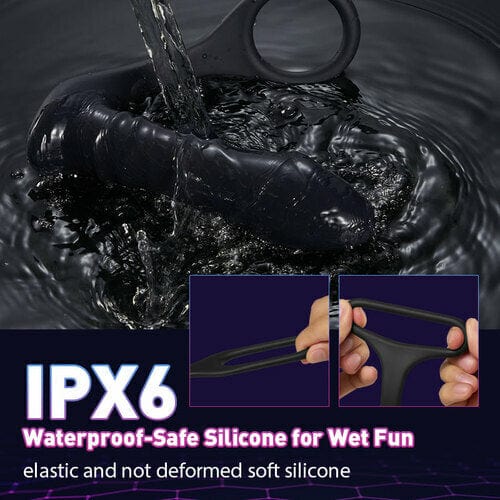 10 Thrilling Vibration 3 Thrusting Silicone Remote Control Cock Ring Anal Vibrator-IntimiLife