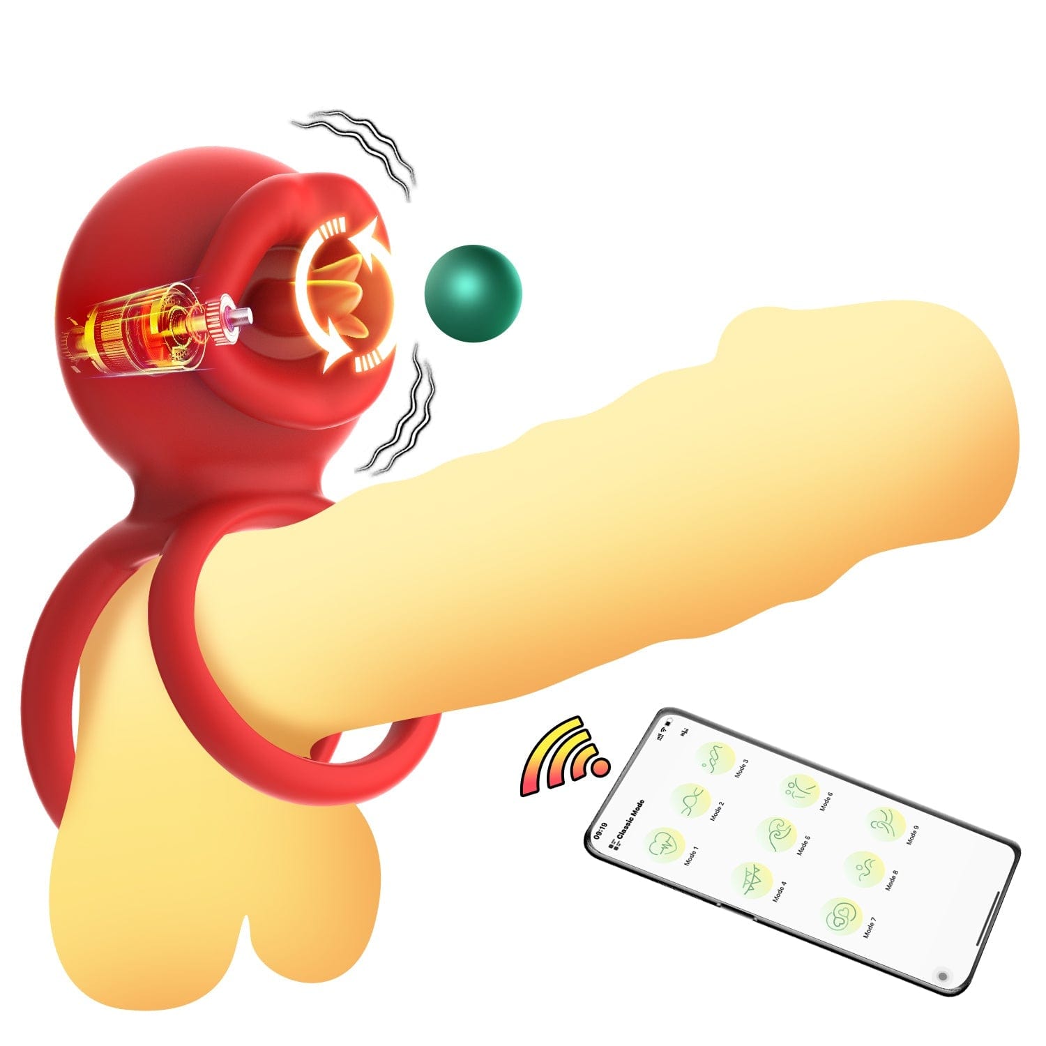 Cock Rings Clitoral Stimulator with Licking Mouth Pleasur with APP control-IntimiLife