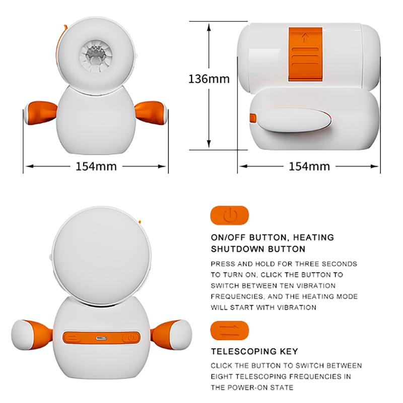 Compact design of the heating male toy with discreet storage