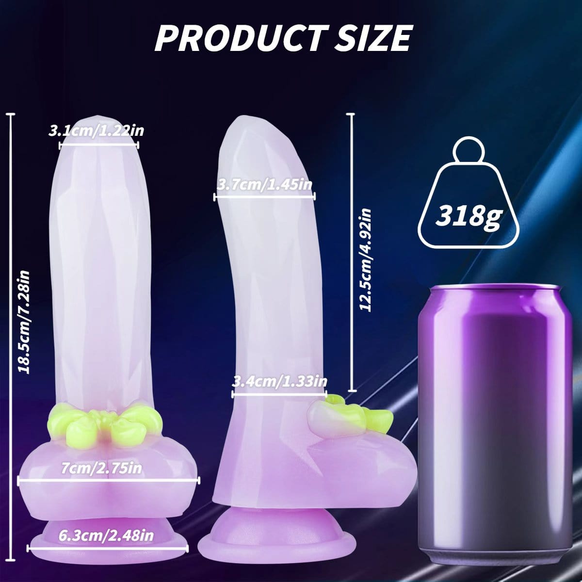 Close-up of liquid silicone texture and bow detail on purple butt plug