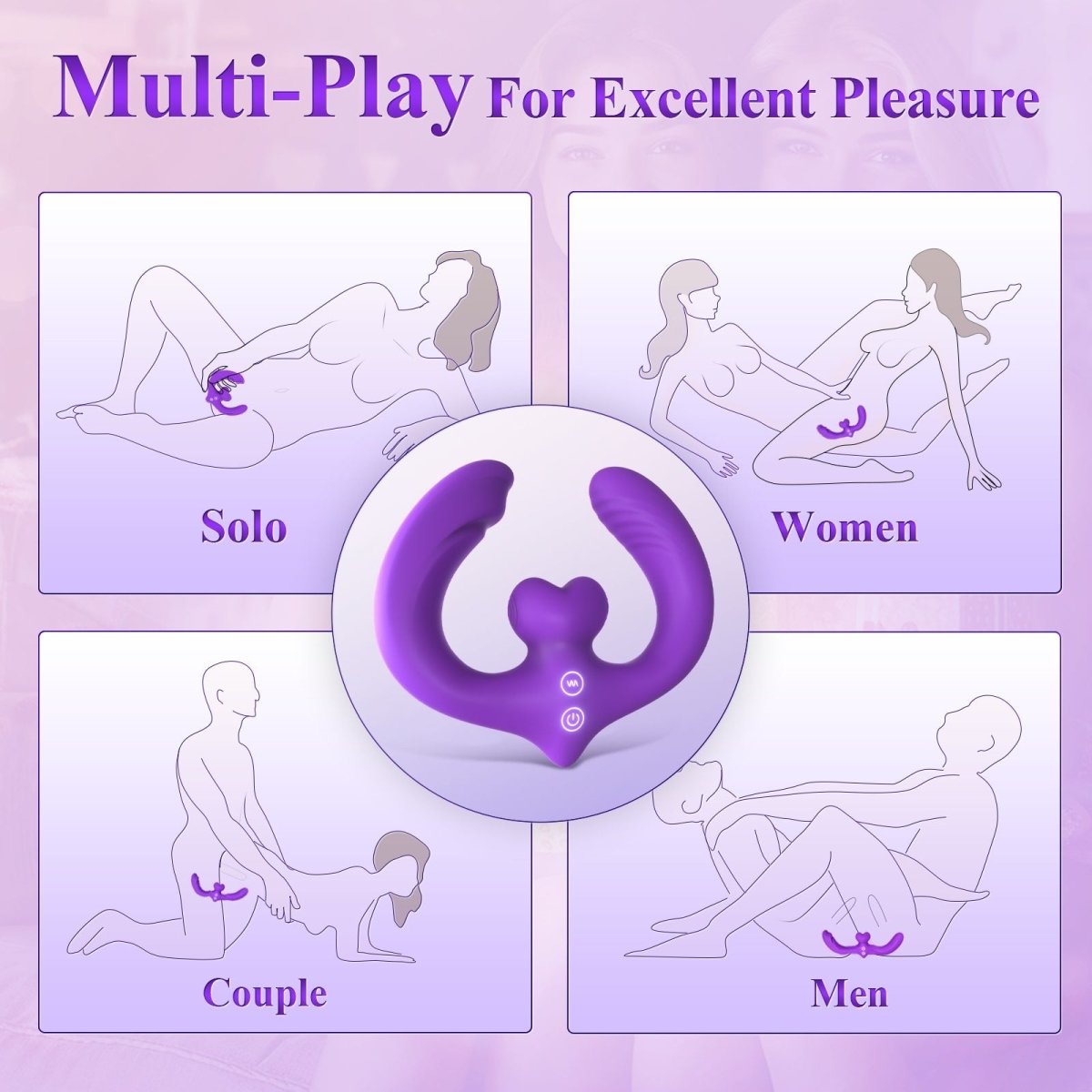 Multi-speed vibrator displaying three motor locations and charging port