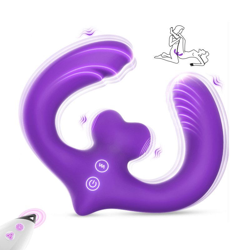 Double-ended vibrator showing silicone texture and curved design