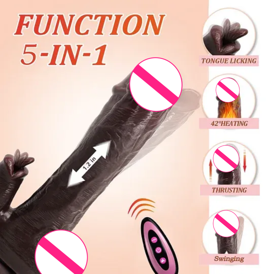 Double-Toy Pleasure Kit - Black Realistic Massager & Rose