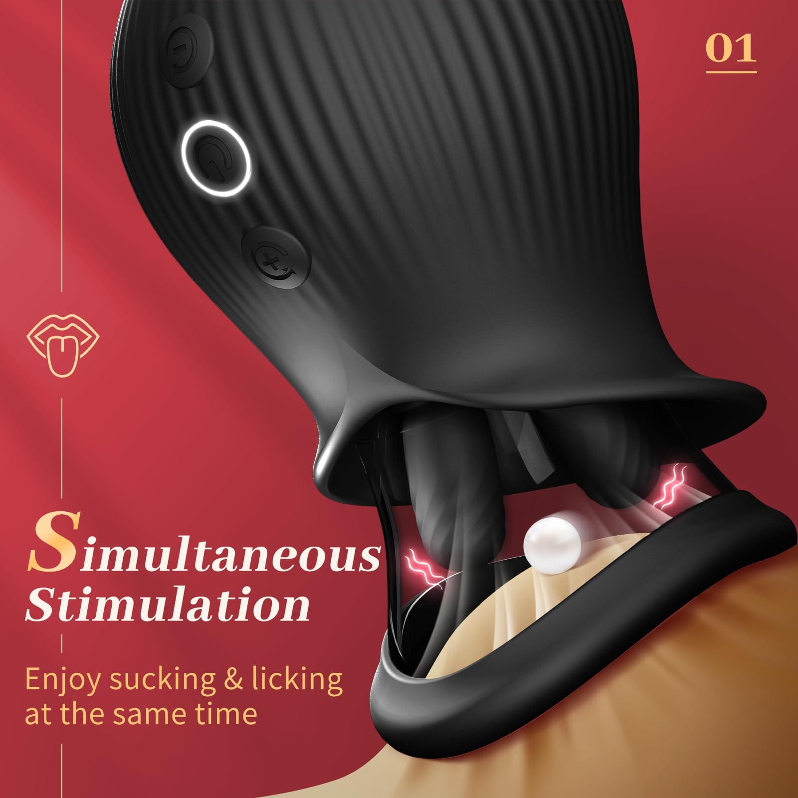 intimilife - Rose Romeo - 3in1 Rose Sex Toy with 2 Suction Cups Adult Toys Female Clitoral Nipple Vibrators with 10 Licking Sucking Vibrating-IntimiLife