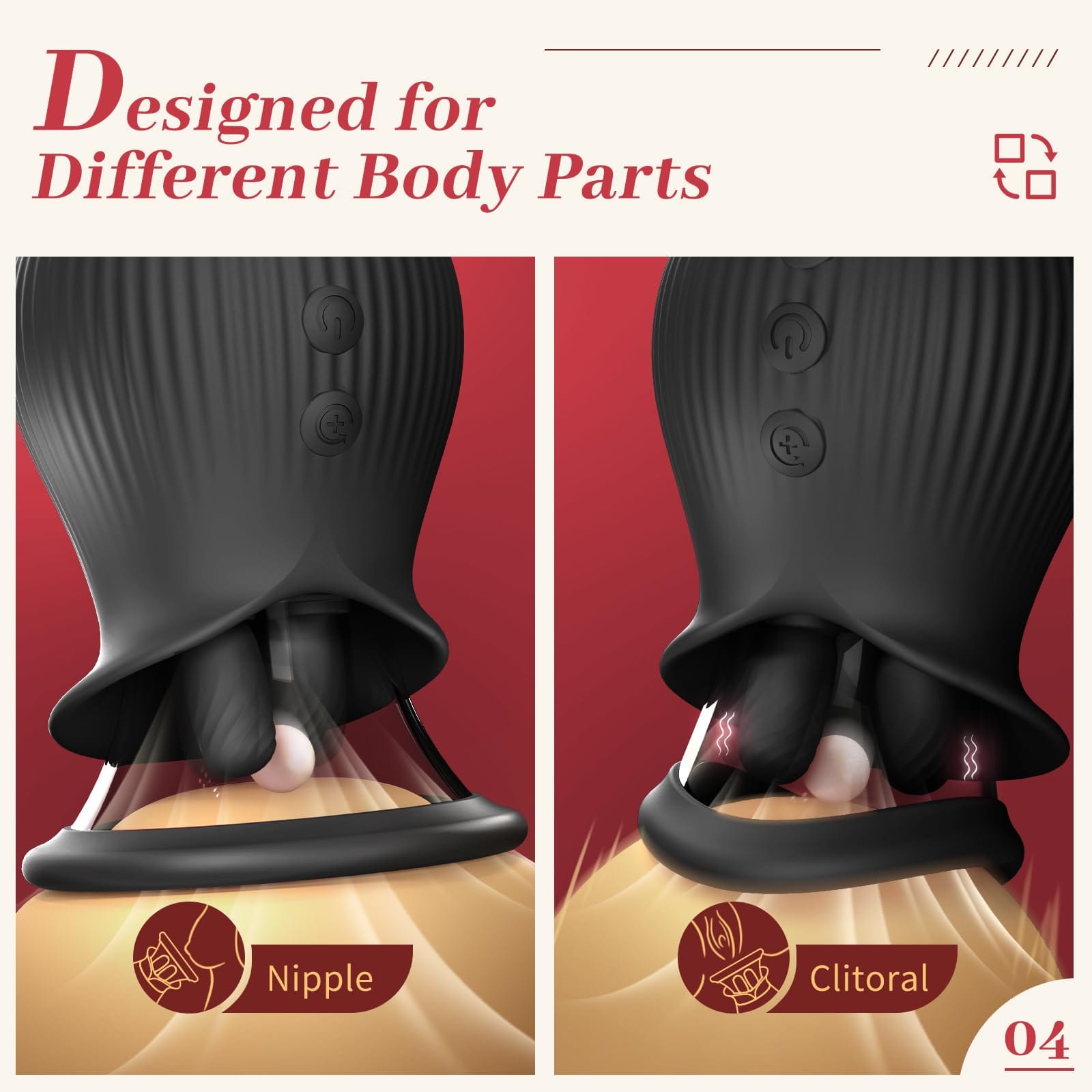 intimilife - Rose Romeo - 3in1 Rose Sex Toy with 2 Suction Cups Adult Toys Female Clitoral Nipple Vibrators with 10 Licking Sucking Vibrating-IntimiLife