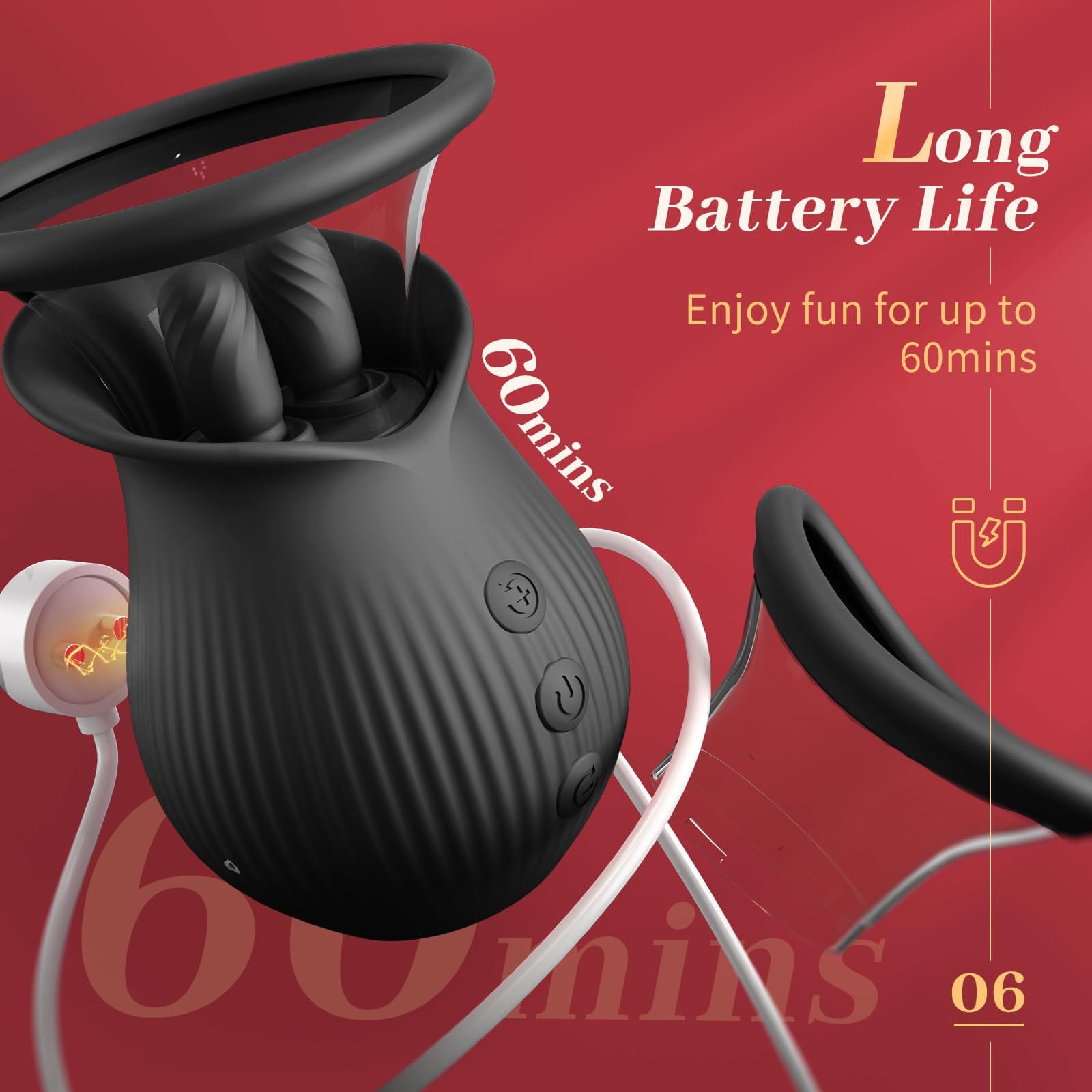 intimilife - Rose Romeo - 3in1 Rose Sex Toy with 2 Suction Cups Adult Toys Female Clitoral Nipple Vibrators with 10 Licking Sucking Vibrating-IntimiLife