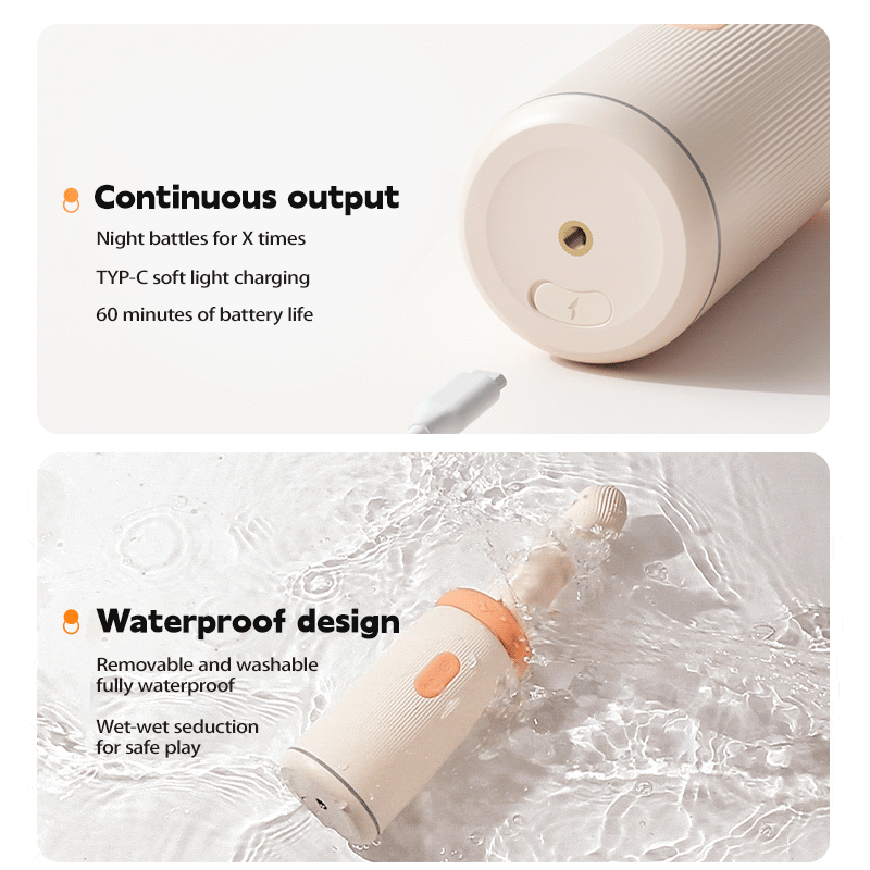 Thrusting vibrator showing ergonomic mushroom head design