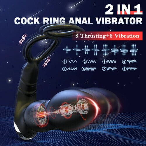 Prostate massager demonstrating 8 vibration and thrusting modes