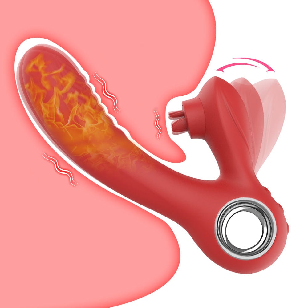 Waterproof vibrator showing tongue licking and vibration modes