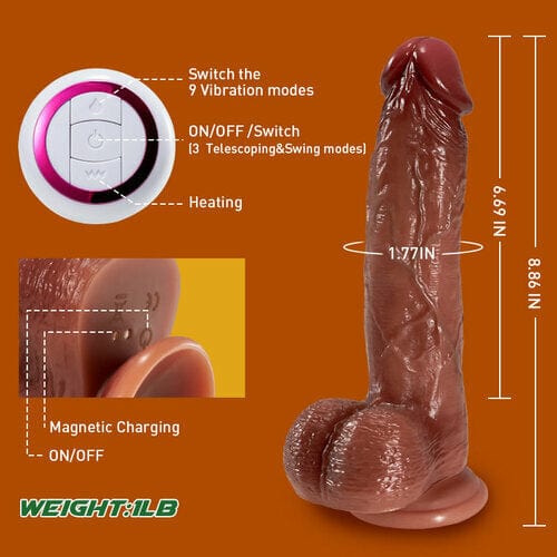 8.07‘’ intimilife - 9 Vibrating 3 Telescoping Swing Realistic Dildo Vibrator-IntimiLife
