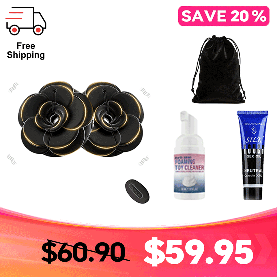 Rosara - Remote Control Vibrating Nipple Clamps Rose Nipple Toys