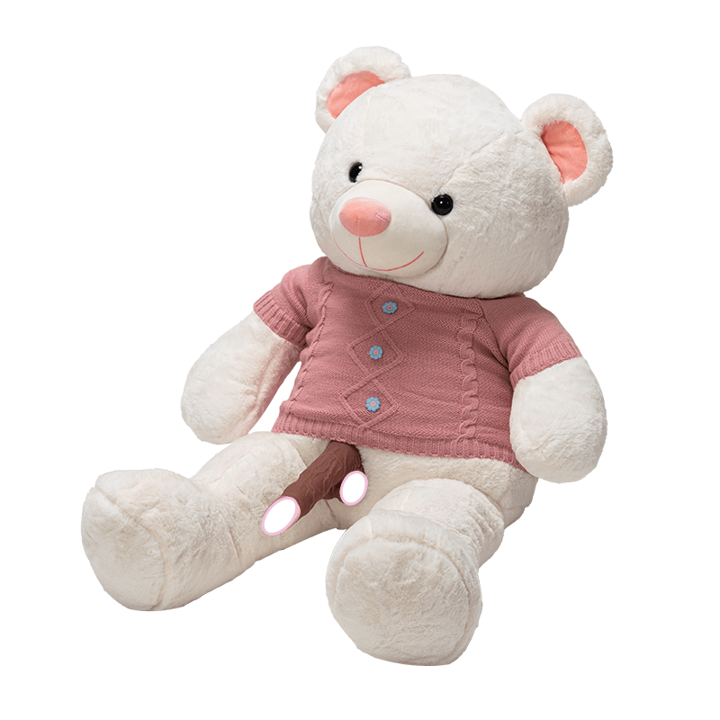 Teddy bear plush sex machine showing soft fabric exterior and discreet design