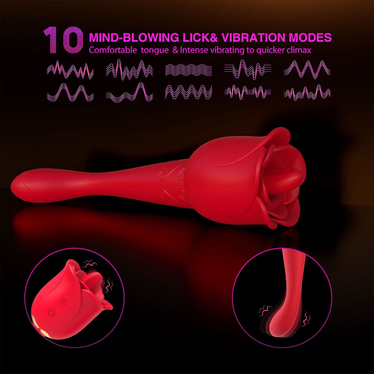 intimilife - Rose Honey Tongue Licking Vibration G Point Massage Stick Nipple Masturbation Device-IntimiLife