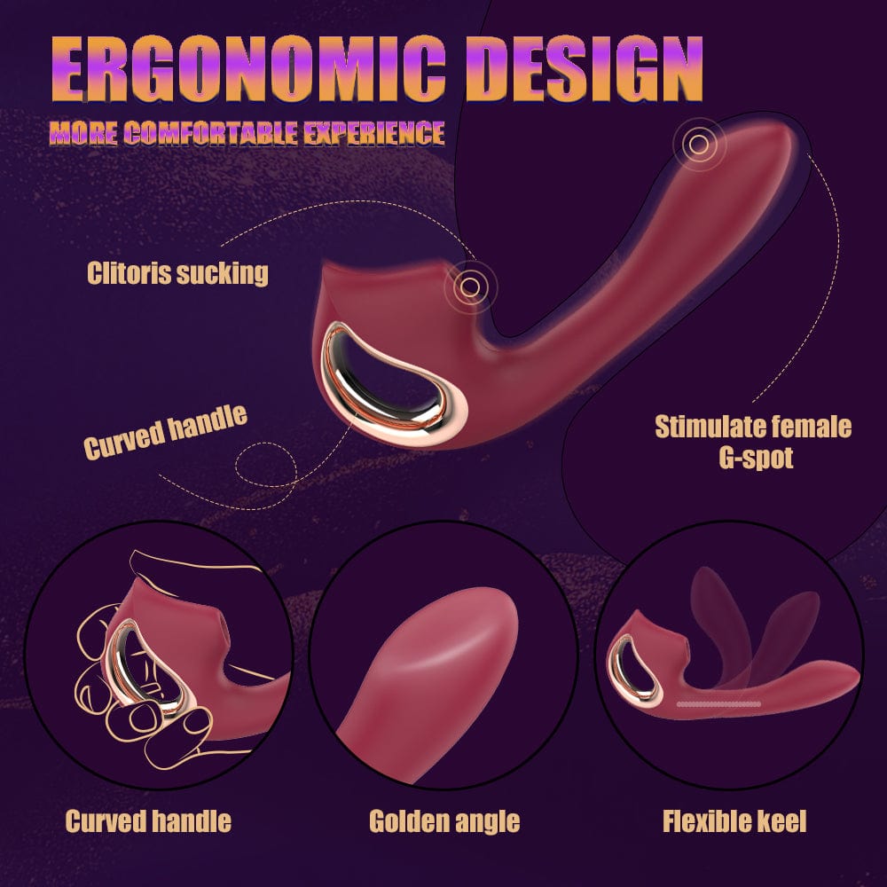 Dual-action vibrator showing suction and vibration functions
