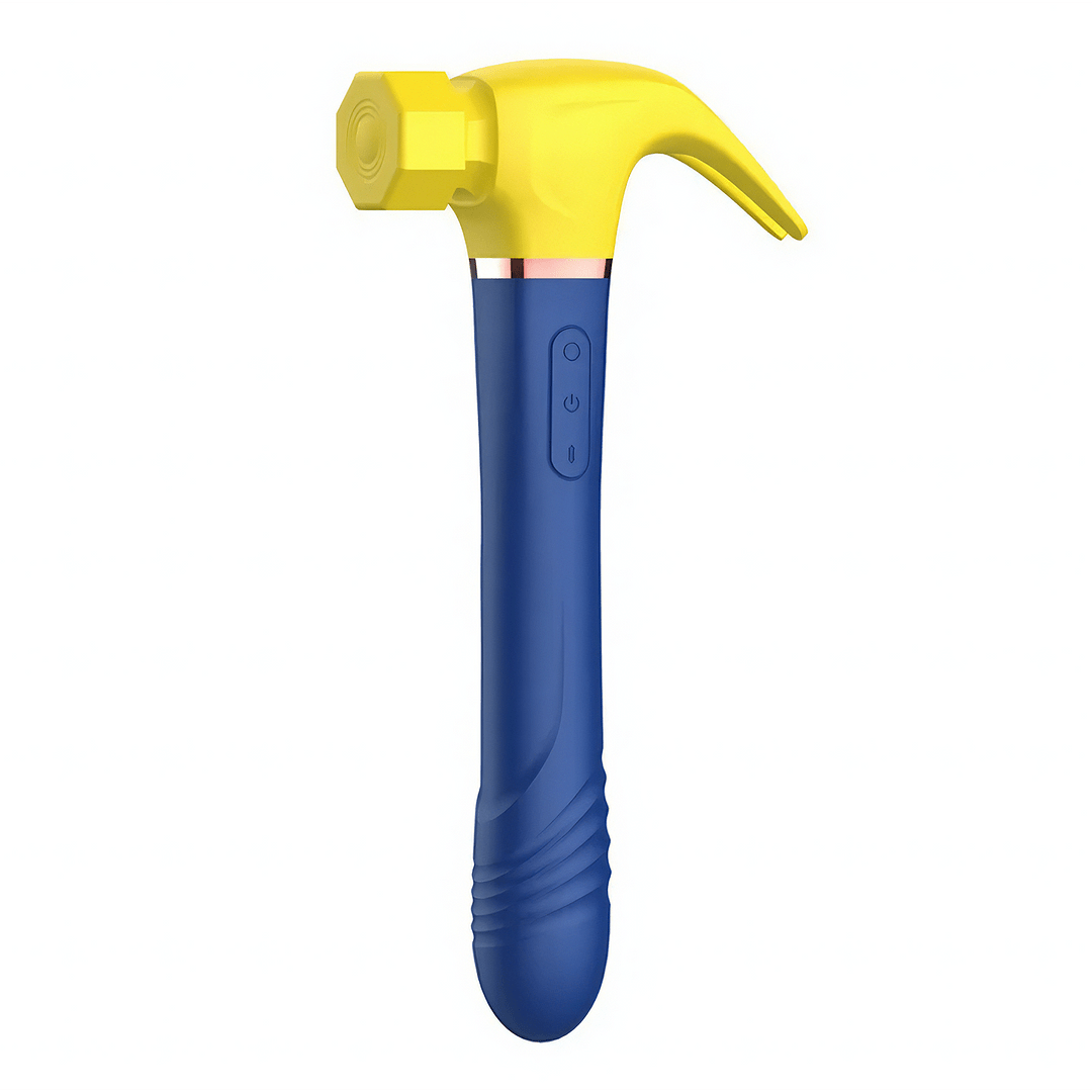 Display of multiple vibration and thrusting modes on hammer-shaped adult toy