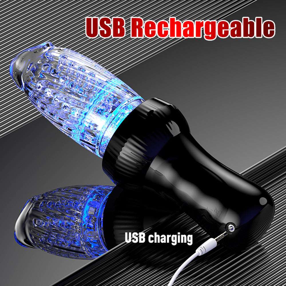 Hands-free stroker device with discreet flashlight design from side angle