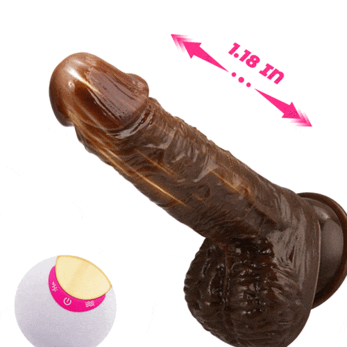 Thrusting realistic dildo showing lifelike texture and details