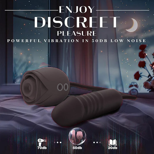 Black Rose Dual Massager - Suction & Internal Vibe