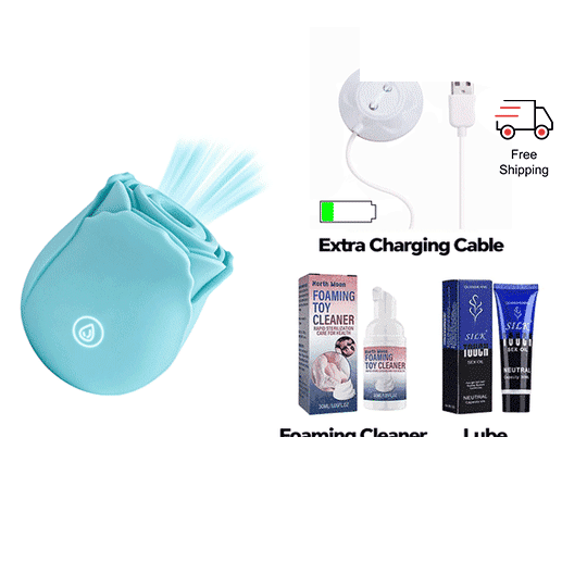 LunaGlow Rose Suction Massager in Blue for Luminous Relaxation color or variant view