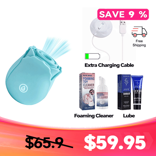 LunaGlow Rose Suction Massager in Blue for Luminous Relaxation color or variant view