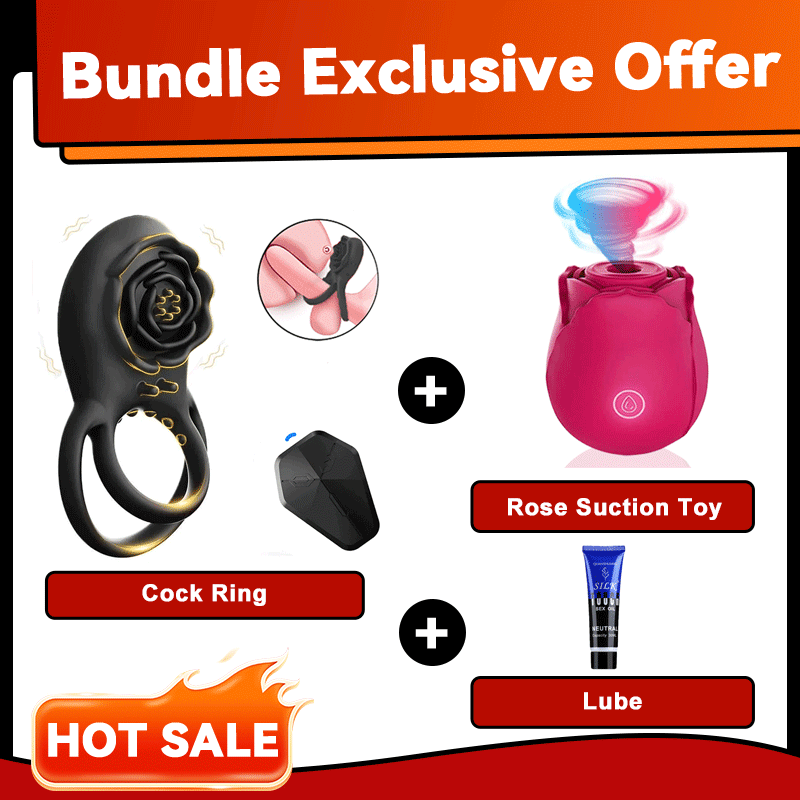 Rose Clit Massager & Vibe Ring Pleasure Toy For Couples