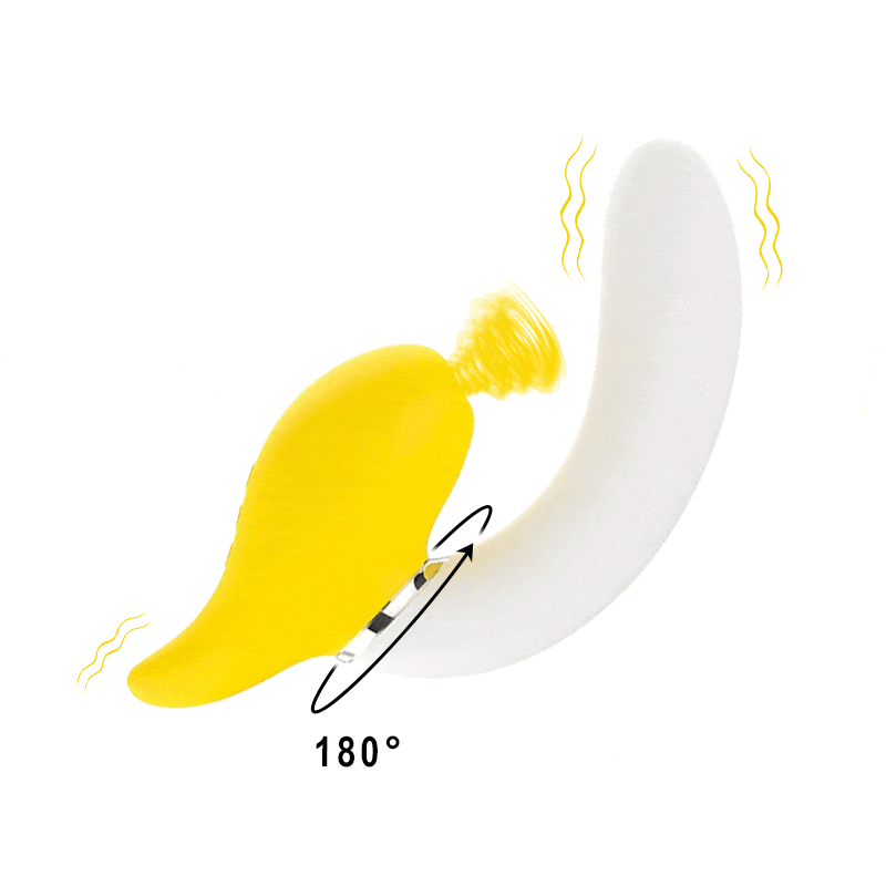 Transformable banana vibrator showing curved ergonomic design and smooth silicone surface