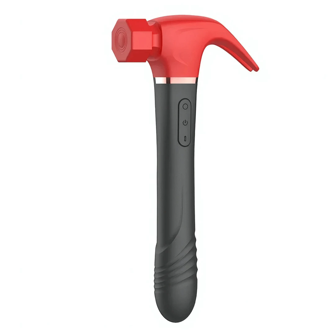 Size comparison showing 230mm length and comfortable grip of dual-function vibrator