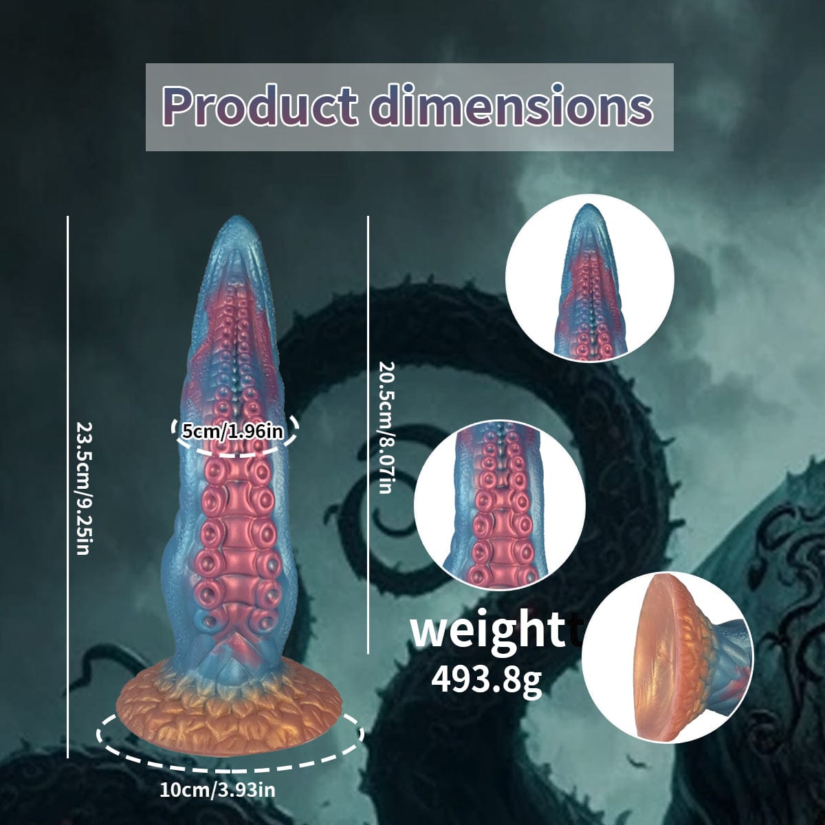 6.69‘’ Ocean Blue Octopus Tentacle Silicone Anal Dilator Fantasy Dildo-IntimiLife