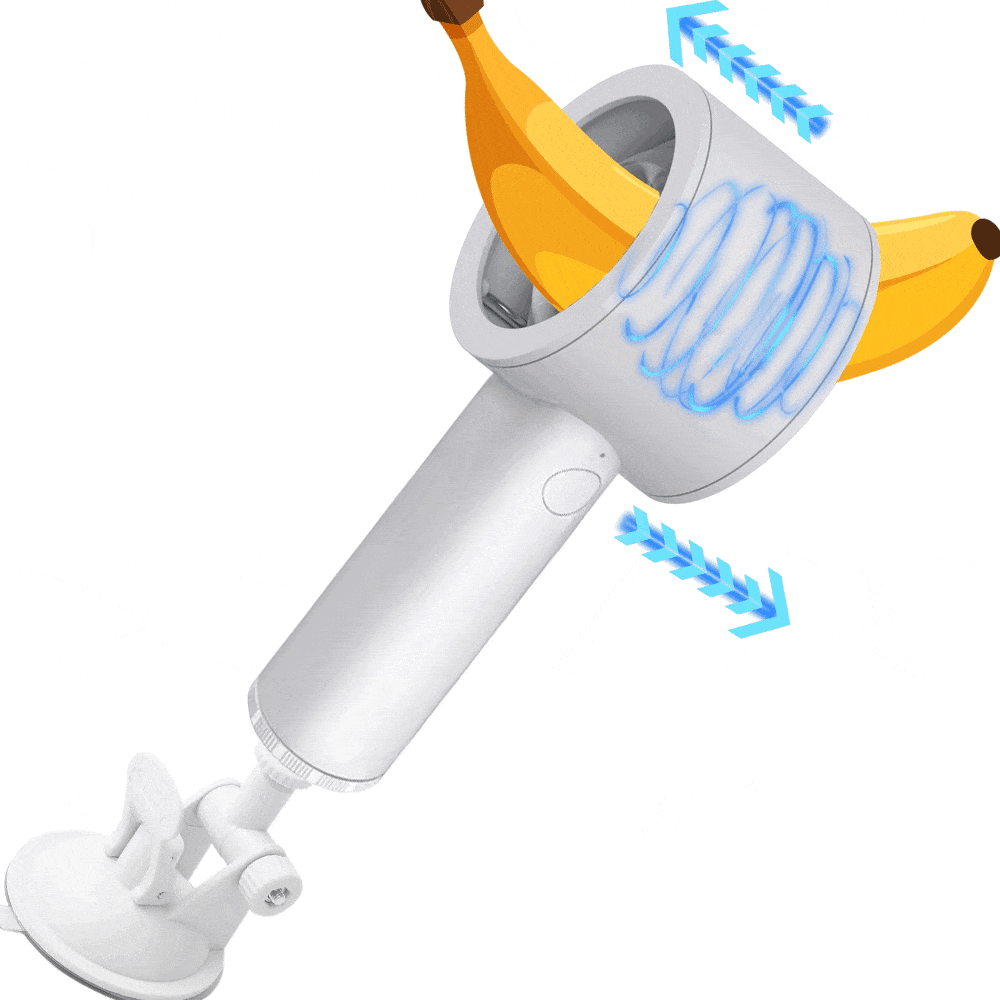 Telescopic male masturbator showing sleek white design and ergonomic handle