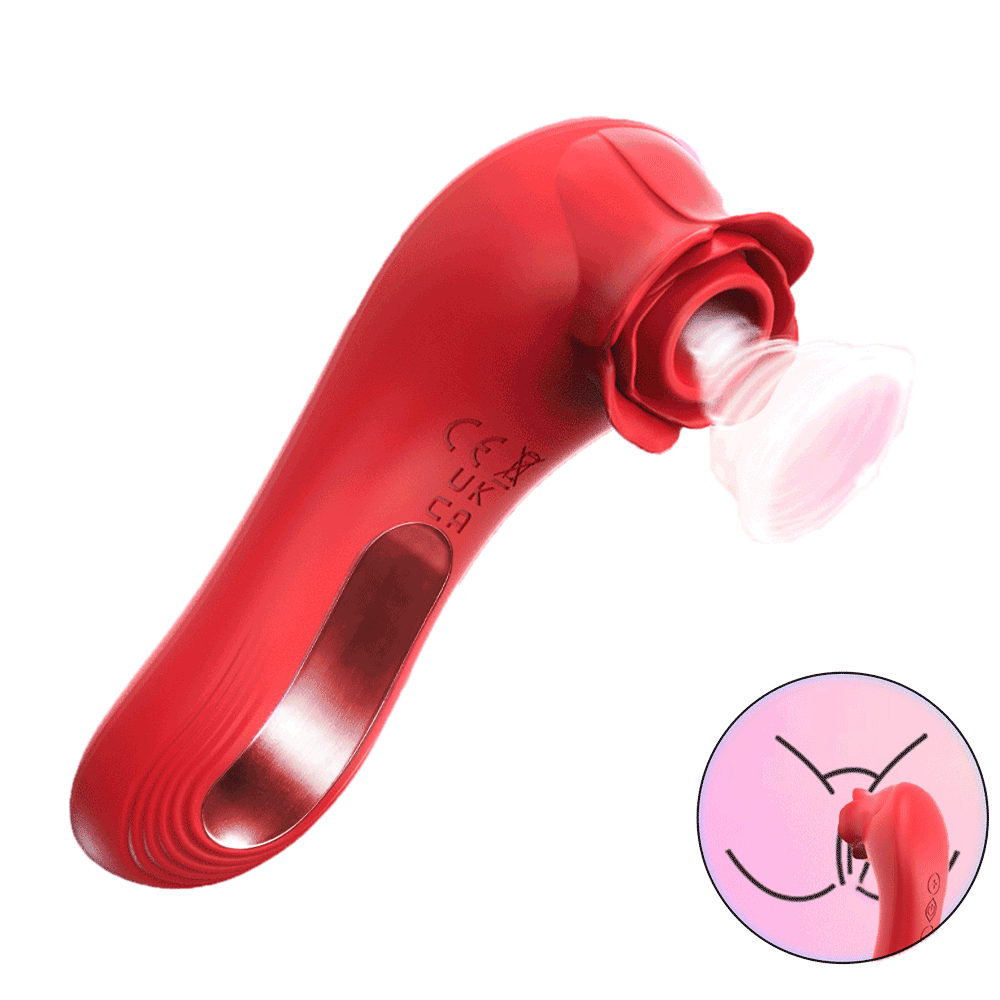Rose Bud Vibrator – Bloomy Rose - Suction Massager With Strong Pulses front product view